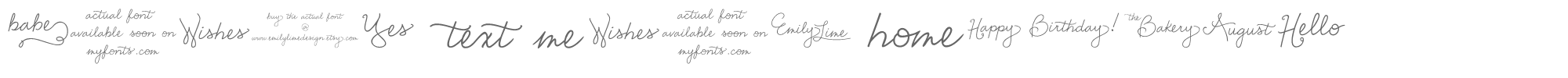 Sample characters Emily Lime Words Font